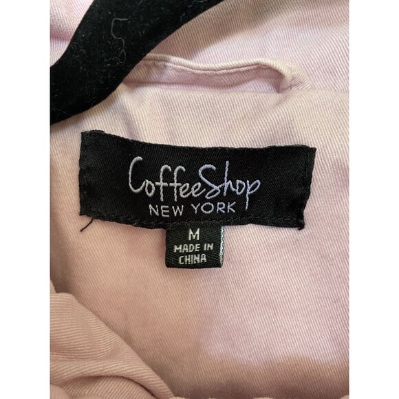 Coffeeshop New York Womens Pink Hooded Jacket M 100% Cotton Heavy Pockets - Picture 4 of 8